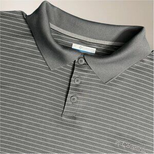 Columbia XXL Gray Striped Polo Shirt Performance Golf Outdoor Activewear